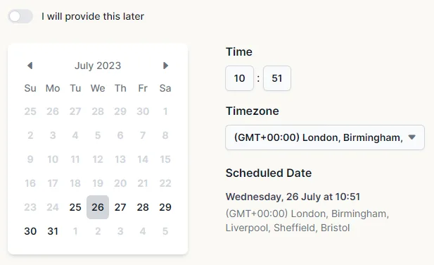 Date selection image
