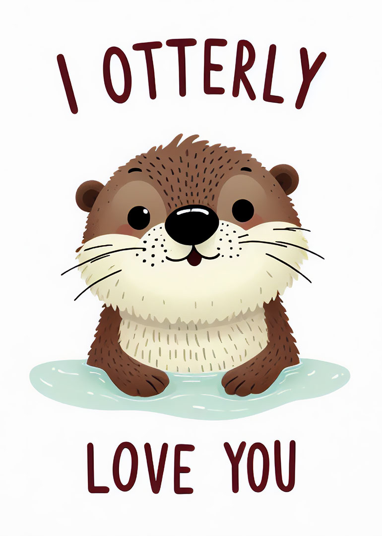 Illustration of a cute otter with text I Otterly Love You