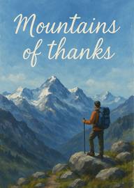 Thank You Card Featuring Mountain Landscape and Hiker
