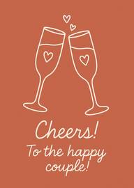 Simple Cheers Card for Happy Couple with Champagne Glasses
