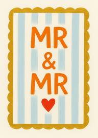 Mr and Mr card with heart and striped background