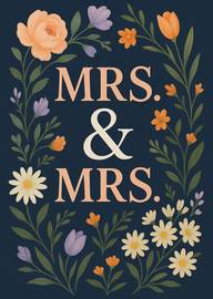 Elegant Mrs and Mrs Floral Wedding Card with Colorful Flowers