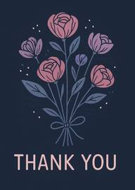 Elegant floral thank you card with pink and purple flowers