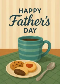 Happy Father's Day coffee mug and cookies card