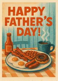 Vintage Father's Day Card with Breakfast and Bold Text