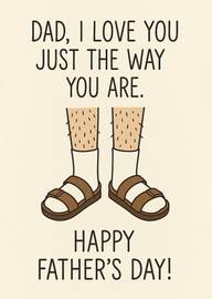 Funny Father's Day Card with Sandals and Socks Illustration