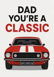 Classic Red Car Father's Day Card with Bold Text