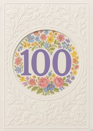 Elegant 100th Birthday Card with Floral Embossed Design
