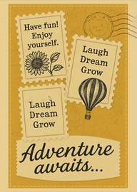 Vintage style adventure awaits card with inspirational messages