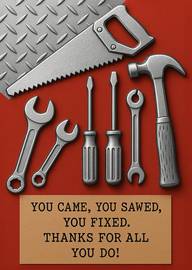Thank You Card Featuring Tools and Fixing Message