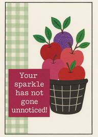 Basket of colorful apples with sparkle appreciation message