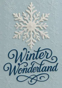 Large embossed snowflake on pale blue card with Winter Wonderland lettering.