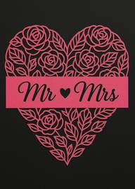 Elegant Mr and Mrs Heart Shaped Floral Wedding Card