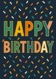 Colorful confetti happy birthday card simple and cheerful design