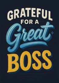 Grateful for a great boss stylish blue yellow text card