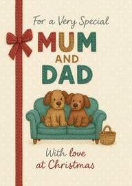 For a Special Mum and Dad Christmas Card with Puppies