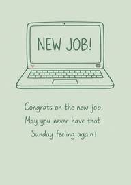 Minimalist new job card with laptop and encouraging quote