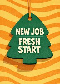 New Job Fresh Start Green Tree Shaped Tag