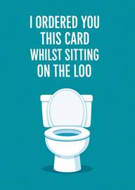 Humorous birthday card with toilet illustration and funny message