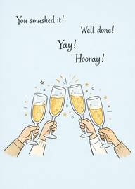 Cheers to success with champagne glasses congratulations card