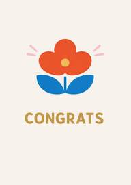 Simple flower illustration with congrats message on a cream background