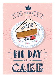 Celebrate Your Big Day with Delicious Cake Illustration