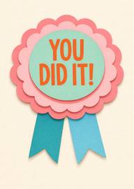 Congratulations card with colorful paper rosette and bold text