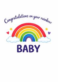 Colorful rainbow congratulations card for new baby celebration