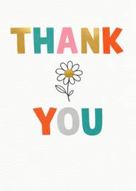 Colorful thank you greeting card with simple flower design