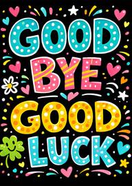 Bright colorful goodbye good luck leaving card with fun design
