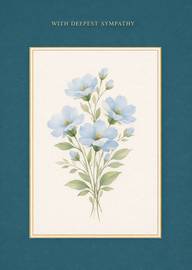 Elegant sympathy card with soft blue flowers floral artwork