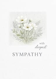 Elegant white flower bouquet with deepest sympathy message