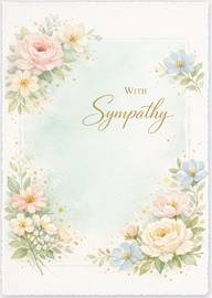 Soft pastel sympathy card with floral watercolor design