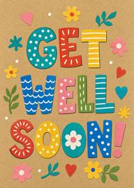 Get Well Soon Colorful Polka Dot Letters Floral Design