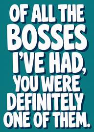 Bold white text humorous appreciation for boss on teal background