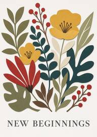 New beginnings with colorful flowers and cheerful design