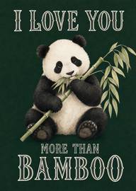 Cute panda holding bamboo with loving text message