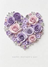 Lavender Paper Flower Heart for Happy Mother's Day Greeting Card