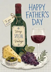 Vintage Wine and Cheese Happy Father's Day Card for Dad