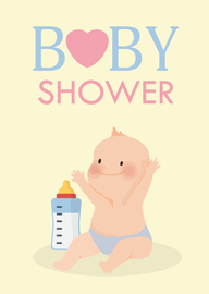 Cute Baby Shower Card with Smiling Baby and Bottle