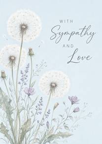 Dandelion Sympathy and Love Card with Soft Floral Watercolour Design