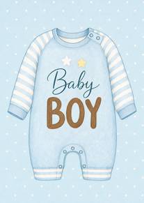 Light Blue Baby Boy Onesie with Stars and Polka Dots