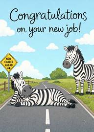 Playful Zebras Celebrate Your New Job on the Open Road