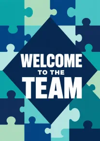 Blue Puzzle Piece Welcome to the Team Greeting Card Design