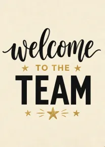 Welcome to the Team Black and Gold Typography Greeting Card