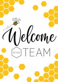 Welcome to Our Team Card with Bee and Honeycomb Design