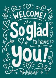 White chalk style lettering on teal background with hearts and swirls
