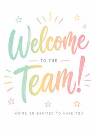 Welcome to the Team pastel colors friendly message card