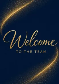 Elegant Welcome to the Team Gold Sparkle Navy Card Design
