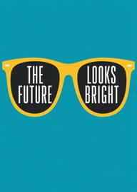 Bright yellow sunglasses say the future looks bright on teal